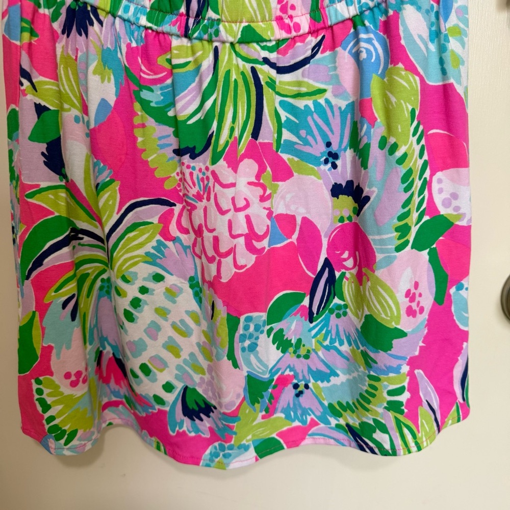 Lilly Pulitzer Lana Skirt Romper XS Pink Tropical Print Long Sleeve Mini Dress - Picture 6 of 14